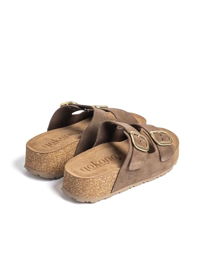 Sandale à Plateforme WIWI-003 Marron | Chaussures Femme Printemps-Été | Cuir de Vachette Velours | 3 CM – vue 3