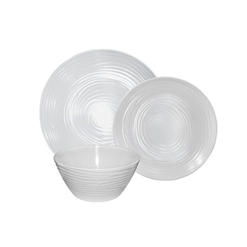 Parhoma White Melamine Plastic Home Dinnerware Set, 24-Piece Service For 8 People #TOP4