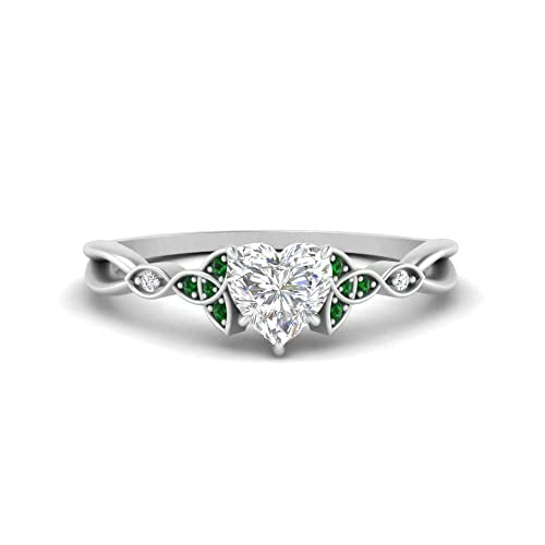 Choose Your Gemstone Celtic Knot Split Diamond CZ Ring Sterling Silver Heart Shape Petite Engagement Rings Ornaments Surprise for Wife Symbol of Love Clarity Comfortable US Size 4 to 12