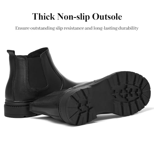 Image of OKKO Mens Genuine Leather Chelsea Boots, Dress Boots for Men Classic Stylish Casual Slip On Ankle Boot for Men