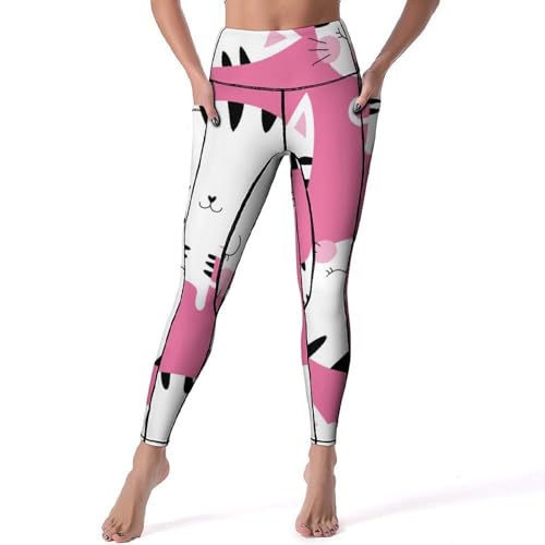 Leggings pour fitness et yoga Chat Blanc pantalon sport S