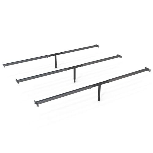 Bed Frame Support System 3Pack 58in-68in, Adjustable Bed Frame Center Support, Bed Support Slats for Queen and King Mattress, Box Springs, and Universal Bed Foundations (Black/3pack, 58Inch-68Inch)