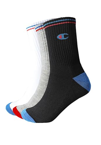Champion Mixte Socks Basics 3pk Crew Chaussettes De Doublure, Noir/Blanc/Gris, 35-38 EU