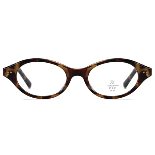 Image of Retro Oval Glasses Frame Men Tr90 Korean Style Women Small Glasses Anti Blue Light Acetate Temple