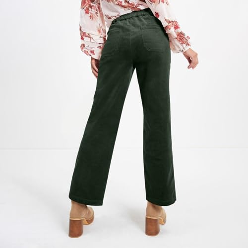 Corduroy Pants Women Wide Leg Trousers High Waisted Pull on Dress Pants Business Casual Office Work Pants with Pockets3