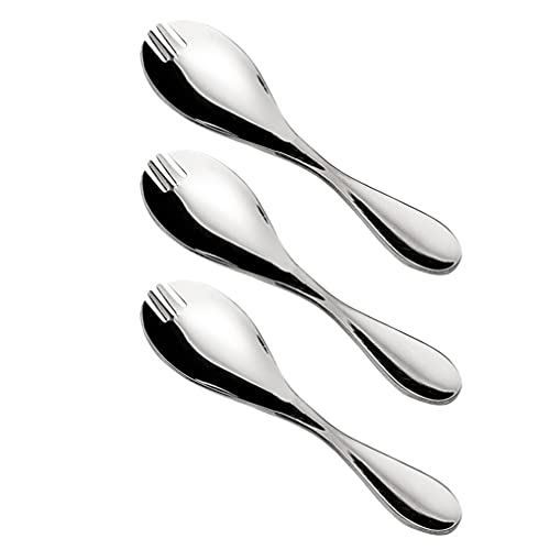3Pcs Stainless Steel Sporks Mini Fork Tasting Spoons Ice Cream Scoop Flatware for Lunch Picnics