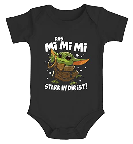 MoonWorks® Baby Body Das Mimimi stark in dir ist.Parodie Yoda lustiger Spruch Jungen Mädchen Bio-Baumwolle schwarz 3-6 Monate