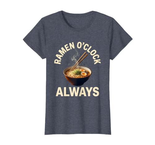 Ramen O'Clock Always Noodle Lover Design T-Shirt, Women, Heather Blue, Small