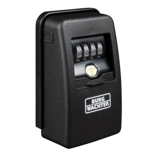 Burg-Wächter Schlüsseltresor mit 4-stelligem Zahlencode für außen und innen, magnetisch, beleuchtet, sicher, Wandmontage, Key Safe 60 L SB, Schwarz