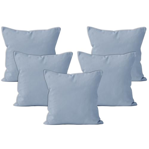 Image of Encasa XO Throw Pillow Covers 16x16 in Set of 5 B Grey | No Inserts | Cotton Pillow Covers for Living Room, Bed, Sofa, Couch | Decorative Cushion Covers with Improved Zipper