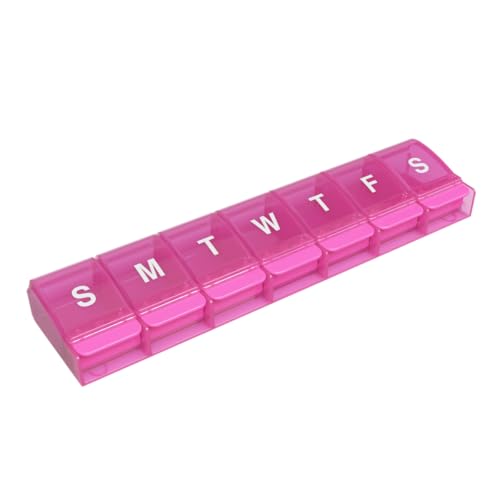 Image of Ezy Dose Weekly (7-Day) Pill Organizer, X-Large Medicine Planner, Pink | Daily Vitamin & Supplement Case, Spacious Push-Button Compartments, Convenient & Easy to Use, Travel-Friendly, BPA-Free