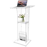 DigDozer Acrylic Podium Stand with Storage Shelf,Segmented Transparent Lecterns & Podiums,Pulpits for Churches、Conference、Speeches、Weddings、Classroom、Concert,43' H Professional Presentation Podiums