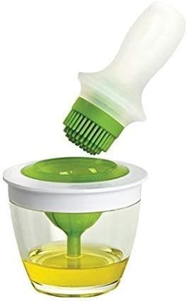 T4G Kitchen Silicone Oil Brush BBQ Chef's Basting Set, Oil Bottle for Kitchen Silicone Cooking Brush 148/5 oz ML Color White & Green