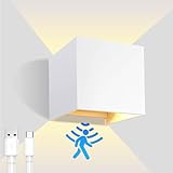 [ Wandlampe ohne Strom ] akku Wandleuchte Schlafzimmer led Batterie Wandlampe Innenlampe mit Bewegungsmelder Lampen ohne Bohren an aus Wandlampe mit Schalter wiederaufladbare Batterie Licht ohne Kabel angeschlossen USB schnelles Laden für Bad, Schlafzimmer, Treppenhaus und Heimdekoration Lichter