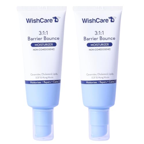 Image of WishCare 3:1:1 Barrier Bounce Moisturizer for all Skin Types | Non-Comedogenic | With Ceramides, Cholesterol, Lipids, EGF & Mung Mucin | Repairs Skin Barrier, Calms & Soothes | 50ml (Pack of 2)