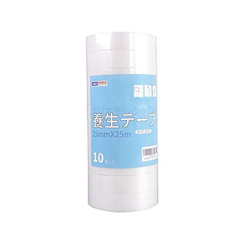 ADHES 養生テープ ガムテープ 緑 はがせる 仮固定用 幅25mm*長さ25m 10巻セット 透明の商品画像（Amazon）