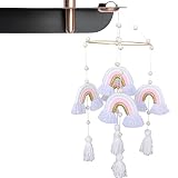 Niktule Juguetes Cuna,Arco Iris Móvil con Cinco Colgantes - Móvil para Cuna bebé Rainbow Wall Hanging Décor, Rainbow Baby Mobile Hanging Macrame Newborn Gift