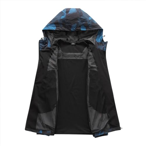 Mens Windbreaker Jackets Irregular Pattern Punching Jacket Long Sleeve Hooded Windbreaker Outdoor Hiking Jacket3