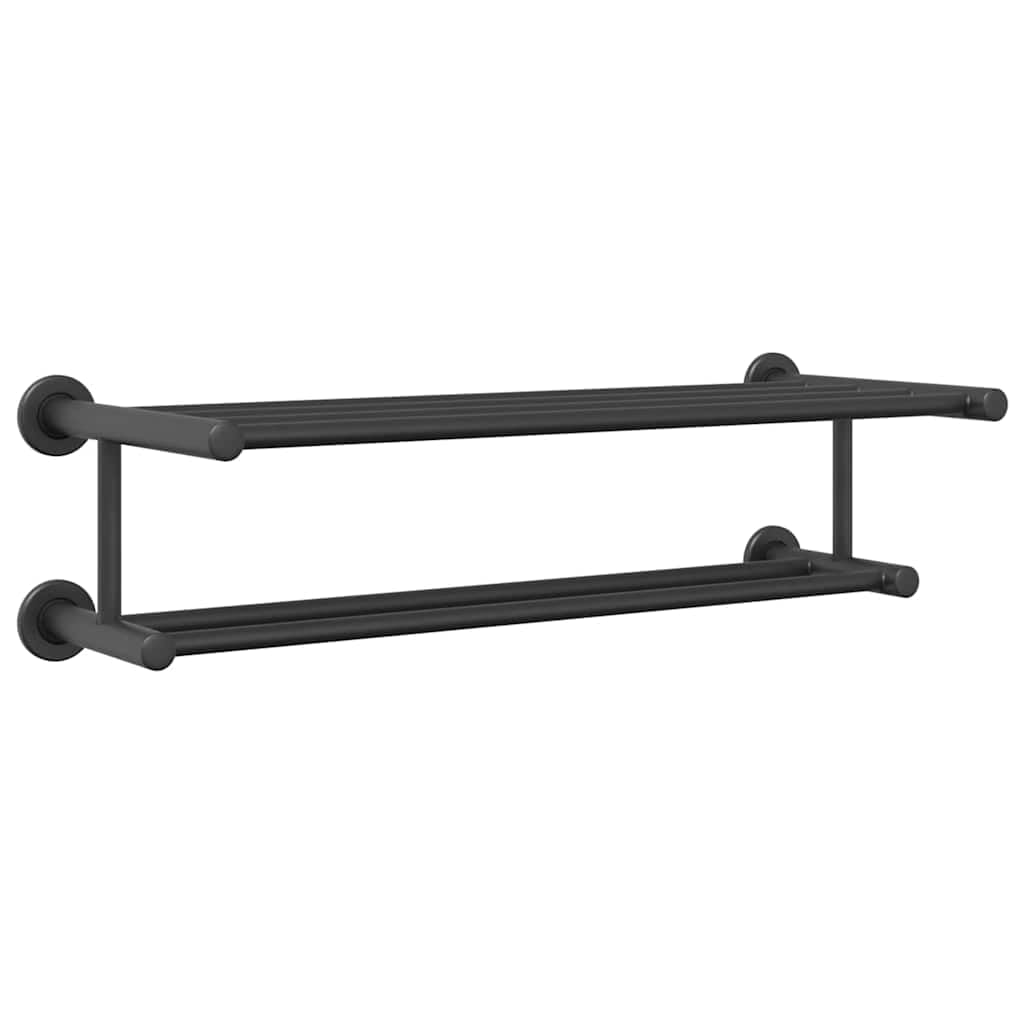 Portasciugamani nero, 61 x 23 x 17 cm, in acciaio inox