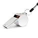 Golvery Metal Referee Coach Whistle - Stainless Steel - Crisp Sound Whistle with Lanyard for School Sports, Soccer, Football, Basketball and Lifeguard Protection etc (Silver-1pcs)