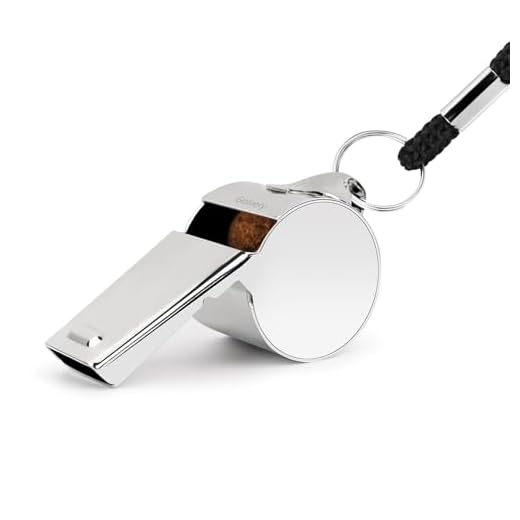 Golvery Metal Referee Coach Whistle - Stainless Steel - Crisp Sound Whistle with Lanyard for School Sports, Soccer, Football, Basketball and Lifeguard Protection etc (Silver-1pcs)