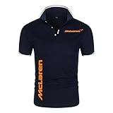 Transpirable Camiseta Po.lo Shirt Mc.Lar_en, Camisetas de Solapa de Ajuste Delgado, Hombre Tamaño King Po.lo Camisetas Outdoor, Tenis(Navy Blue,S)