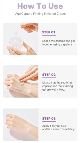 I'M SORRY FOR MY SKIN Age Capture Facial Cream, Korean Skin Care Moisturizer for Face and Neck with Hyaluronic Acid, Anti-Aging, Wrinkle Gel-Cream for Women (White - Firming Enriched Cream, 1.76 oz)