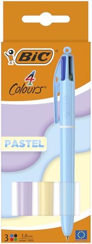 BIC 4 Colours Pastel Retractable Ballpoint Pen - Pack of 3 Pens