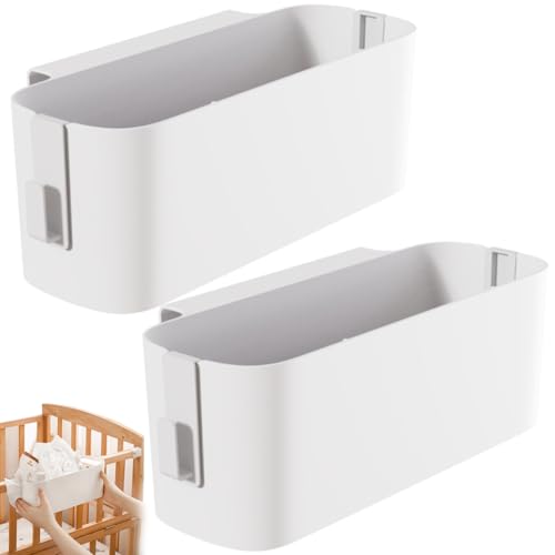 Qanye 2PCS Panier Rangement à Suspendre, Organiseur de Lit Suspendu, Panier Rangement Multifonction, avec 4 Crochets Clips Amovibles, pour Livres, Dortoir, Maison,...
