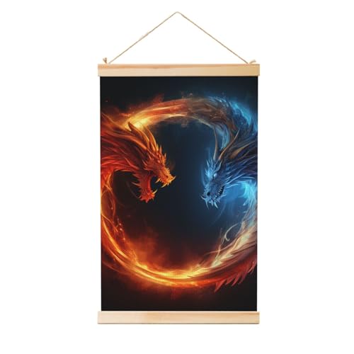 Cintre en bois avec peinture murale dragon 50x75 cm pour décoration de salon