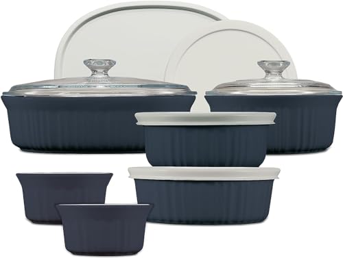 CorningWare Ceramic Bakeware Set with Lids Chip and Crack Resistant Stoneware...
