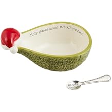 Mud Pie Christmas Guac Tidbit; dish 4 1/2" x 6 1/2" | spoon 3 1/2"