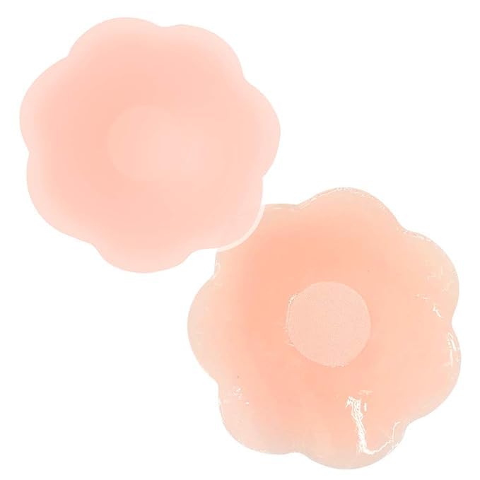 Silicone Nipple for Women Stickers Waterproof and Breathable Reusable Nipple Cover Adhesive Silicone Nipple Cover Invisible Cover for Evening Gown,Party Dress(2pc) Beige-image-3