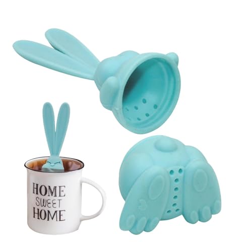 Angry Bunny, infusore per tè in silicone, a forma di coniglietto, con simpatico animale, infusore per tè in silicone, filtro per tè con 2 orecchie grandi, per gli amanti del tè, resistente al calore