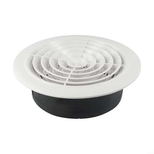 Grille de ventilation ronde réglable en ABS avec bouton de commande rotatif pour salle de bain, bureau, chambre - Système d'air frais - Fixation murale au plafond - Blanc - 75-200 mm (125 mm)