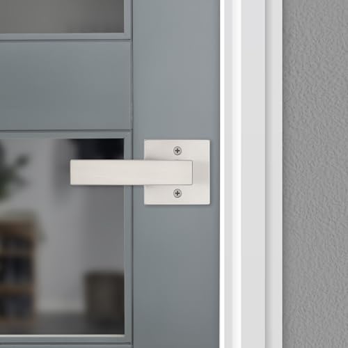 Image of Kwikset Singapore Dummy Door Handle, Single Sided Lever for Closets, French Double Doors, and Pantry, Satin Nickel Non-Turning Reversible Interior Push /Pull Lever, with Microban Protection