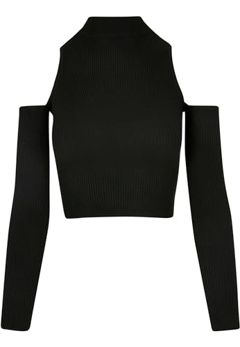 Haut côtelé court femme noir idéal avec les pantalons taille haute