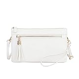 Solene Women's Lightweight Multi Compartment Wristlet Clutch Wallet Crossbody Bag - (WU021-WHITE)
