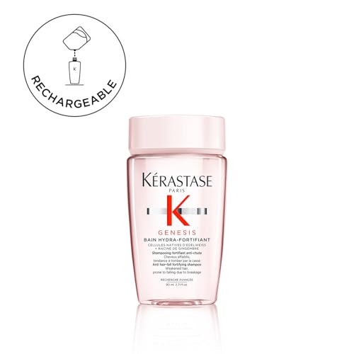 KÉRASTASE Genesis - Bain Hydra-Fortifiant - Shampoing Fortifiant Anti-Chute - Purifie & Renforce - Aminexil - Edelweiss & Racine de Gingembre - Cheveux Fins & Fragiles Sujets À La Chute - 80 ml