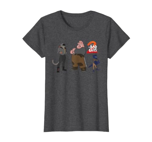 DreamWorks The Bad Guys 2 The Bad Girls 2D Style T-Shirt, Women, Dark Heather Grey, Medium