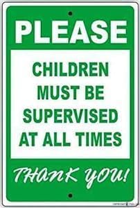 Eletina F20 Warning Plaque Wall Decor Please Children Must Be Supervised All The Times Thank You! Decoration Sign Aluminum Metal Tin Signs 16 X 12 Inch