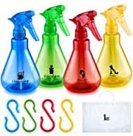 Plastic Empty Spray Bottle 4 Multicolor Set. Spray Bottles Household Flat Bottom Leak Proof Technology 16 oz Value Pack of 4 Multicolor Plastic Bottles Set with Labels.