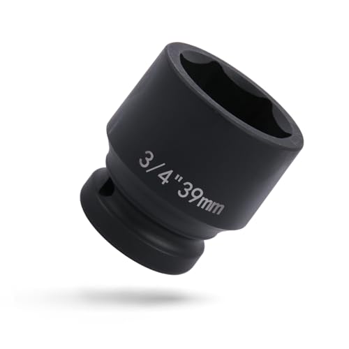 Llave de vaso de 3/4 pulgadas, 39 mm, hexagonal (6 cantos) de acero Cr-V, inserción profesional para llave de impacto, calidad industrial