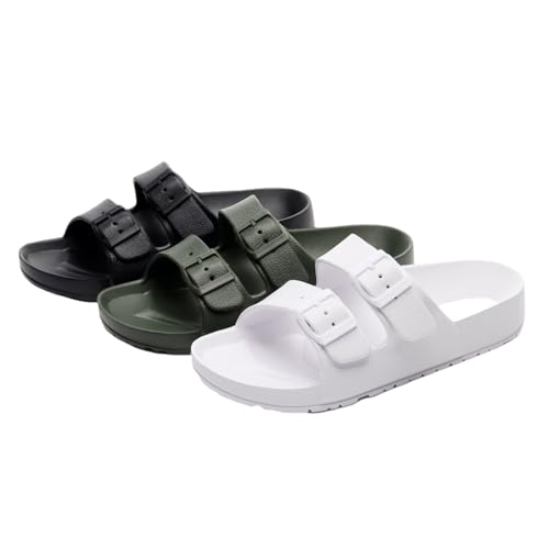 Sandals Slide for Women Double Buckle Adjustable Summer Slippers Flat Shoes4