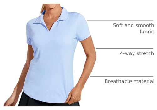 Image of MIER Women's Golf Polo Shirts Collared V Neck Short Sleeve Tennis Shirt, Dry Fit, Moisture Wicking