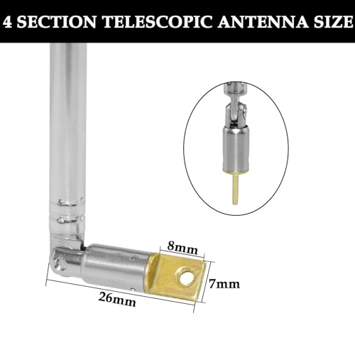 Aifeier ET 2Pcs Telescopic Antenna, 24 Inch Long 4 Section Stainless Steel Radio Antenna for Audio, TV Tuners, Radio Receivers, Walkie Talkies