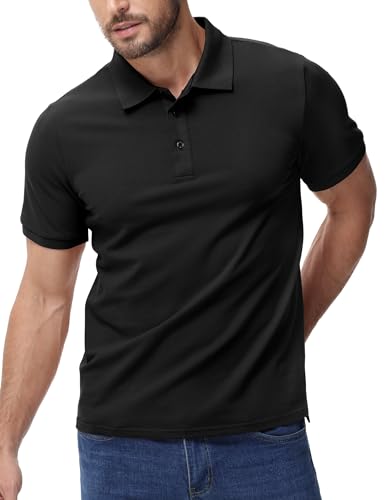 Image of MIER Men's Cotton Pique Polo Shirts, Short Sleeve Golf Work Casual Tops