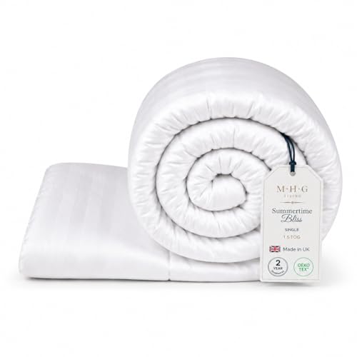 Image of MHG Living 1.5 Tog Summer Single Duvet - Lightweight Cooling Hollowfibre Quilt for Hot Sleepers, OEKO-TEX Certified, Made in UK, Hypoallergenic & Breathable, Machine Washable Bedding, 135x200cm
