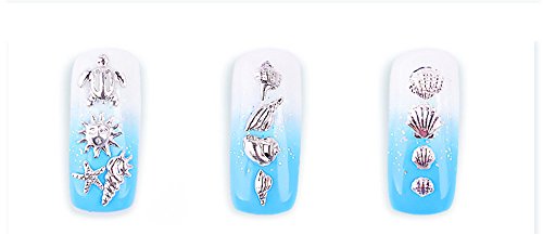 12 designs de prata vida no oceano concha de estrela do mar concha misturada 3D arte decorações de u