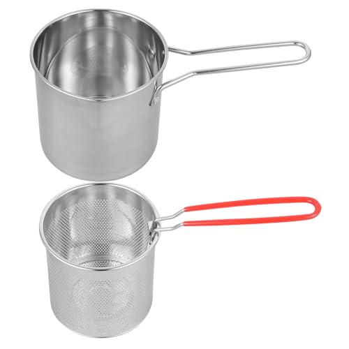 Hemobllo 1Set Stainless Steel Deep Fryer with Frying Basket Multi Purpose Cooking Pot for Home Kitchen Ergonomic Handle Easy to Clean Safe Efficient for All Types of Food